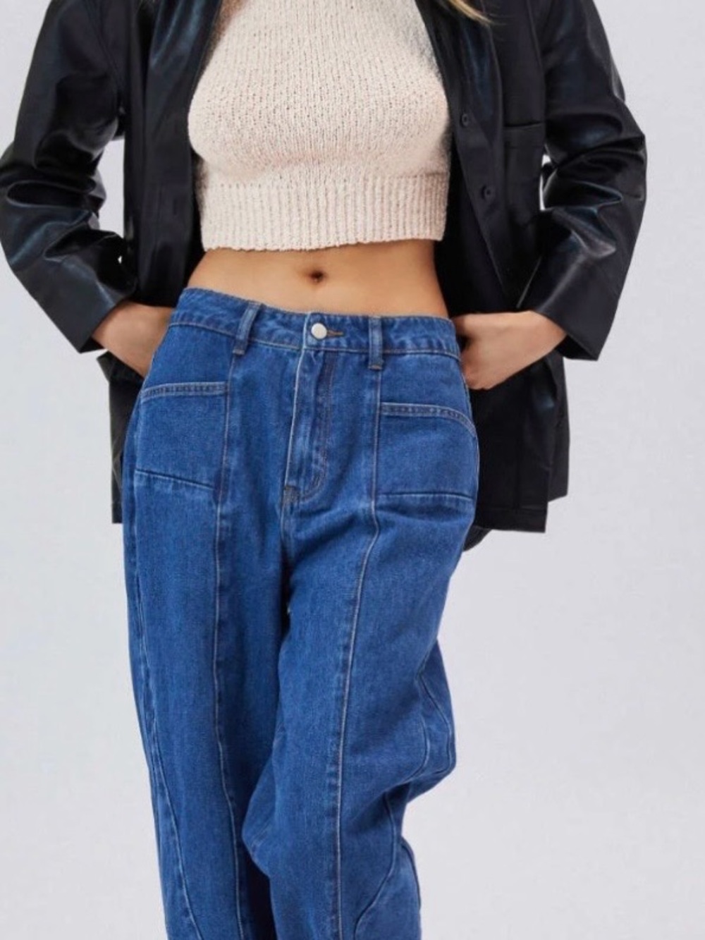 Cider mid waist pocket straight Leg Jeans